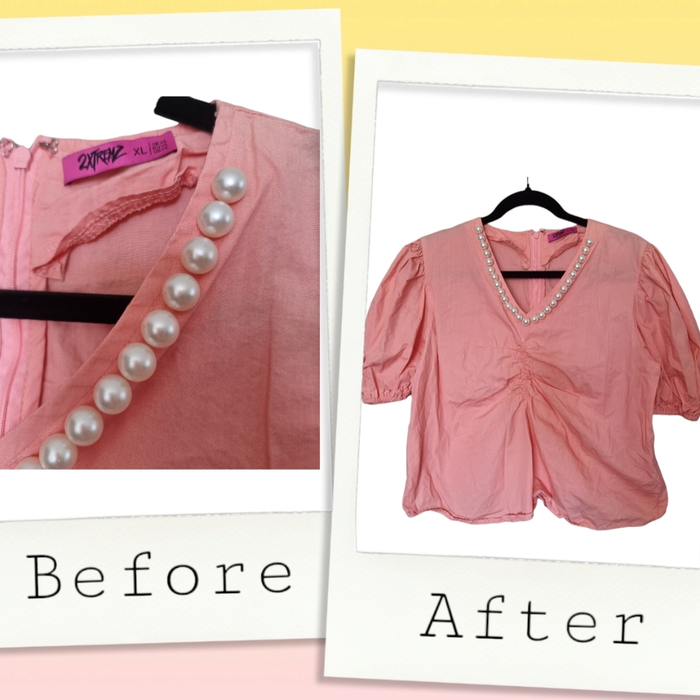 Pearl details feminine blouse